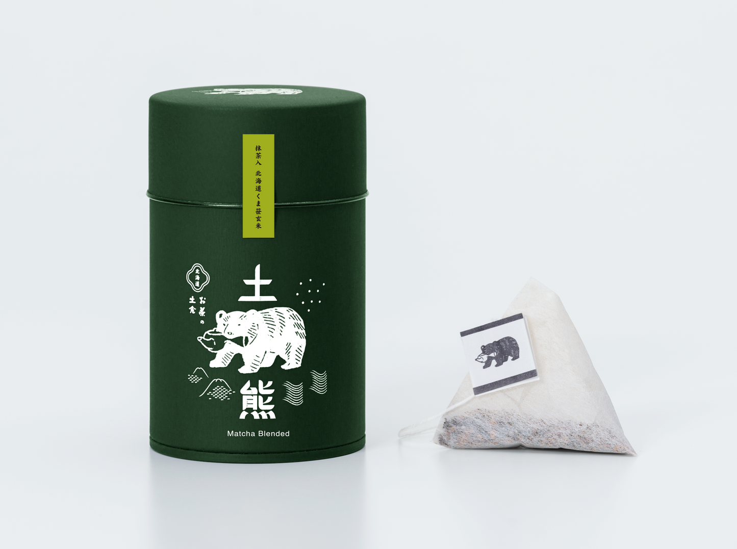 土熊 抹茶入 くま笹玄米 お茶缶【ティーバッグ8袋入】