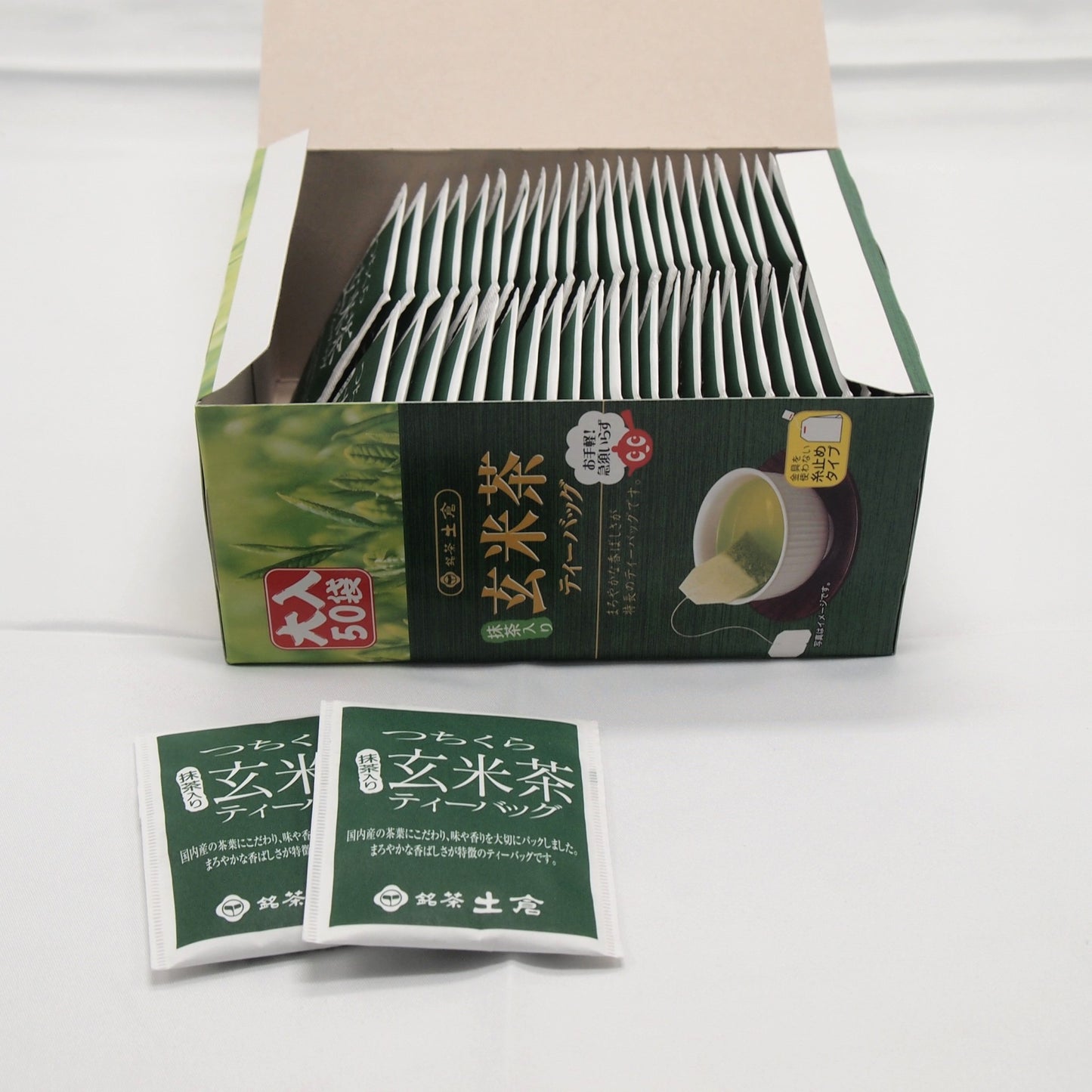 土倉 抹茶入り玄米茶ティーバッグ 大入 50袋入 中身